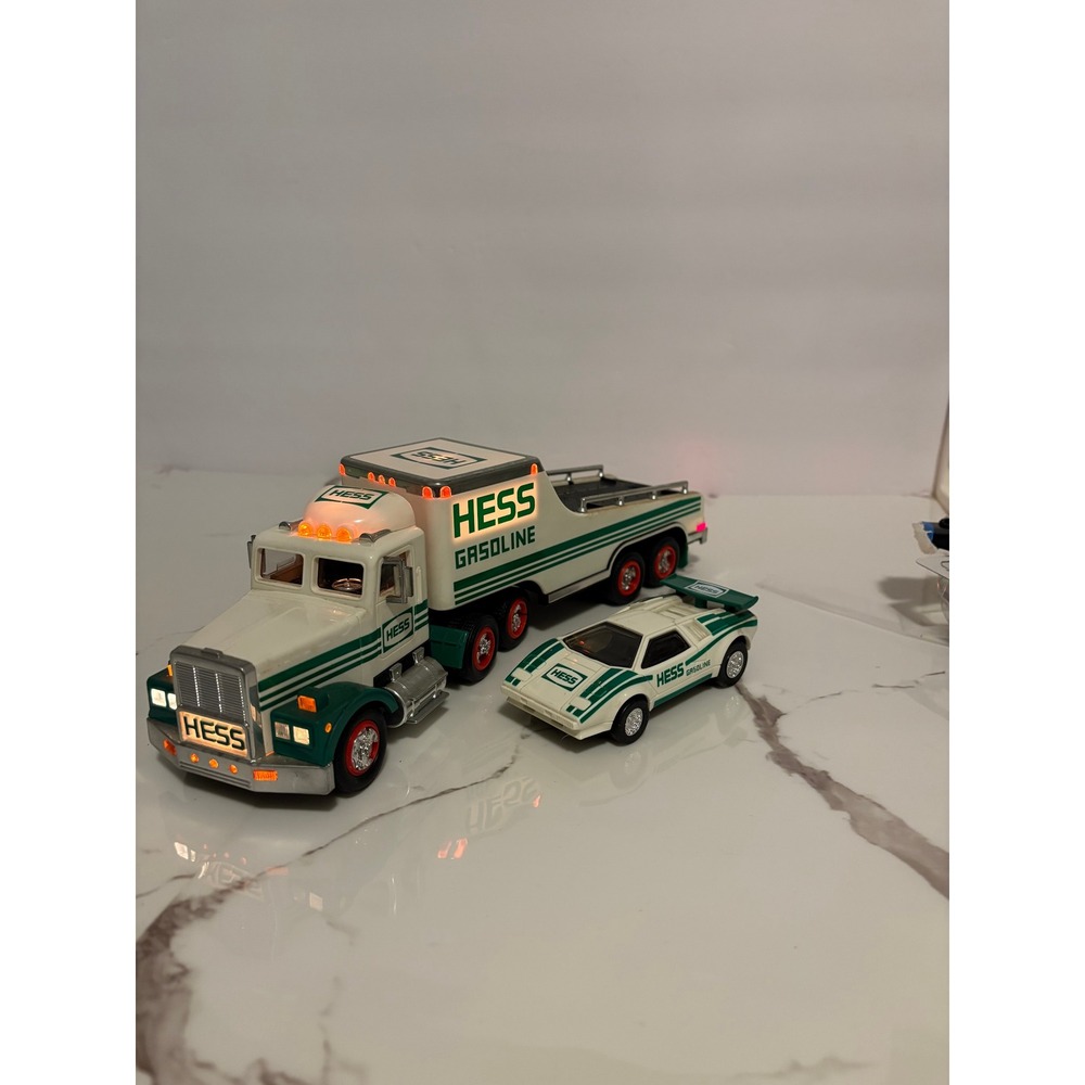 1991 Hess Toy Truck and Racer Gasoline Semi Trailer with‎ Working Lights Vintage